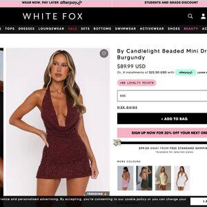 By Candlelight Beaded Mini Dress Burgundy × 1 the white fox